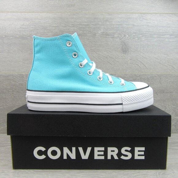 Chuck Taylor All Star Lift Platform Canvas Women's Size 8 Cyan White NEW - Picture 2 of 14